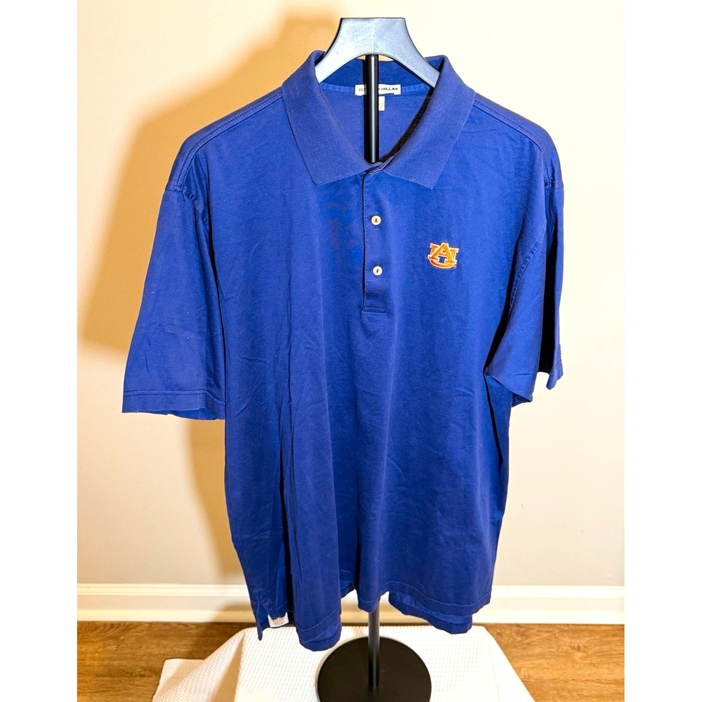 Peter Millar Auburn Tigers Blue Polo Shirt Mens XL Embroidered Logo MC00CK01